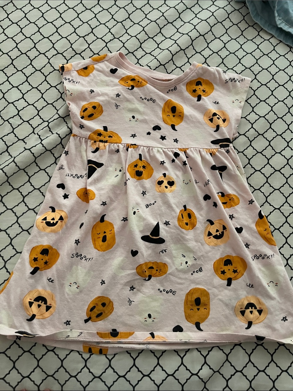 Girls' Halloween Pumpkin Dress - Pink with Orange Pumpkins